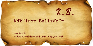 Káldor Belizár névjegykártya